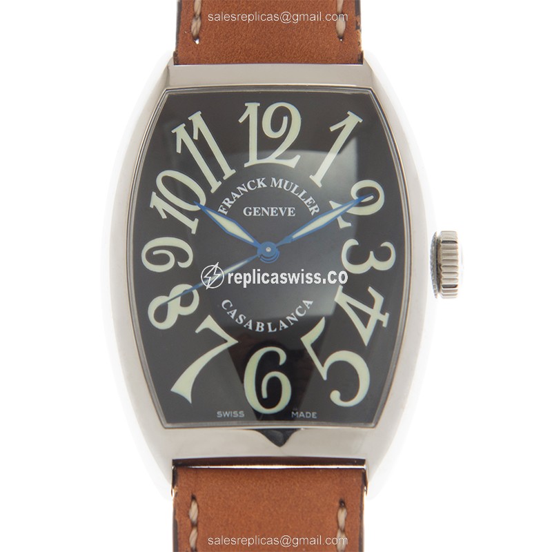 Franck Muller 6850 M C Replica - Automatic - Steel - Black - Brown Leather - Buckle - Luxury Replica CINTREE CURVEX Watch